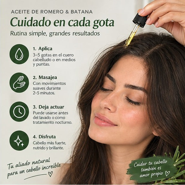 Aceite de romero y batana dentro de la rutina capilar de noche