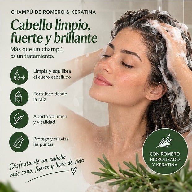 Champú natural de romero MYC Bienestar durante el lavado